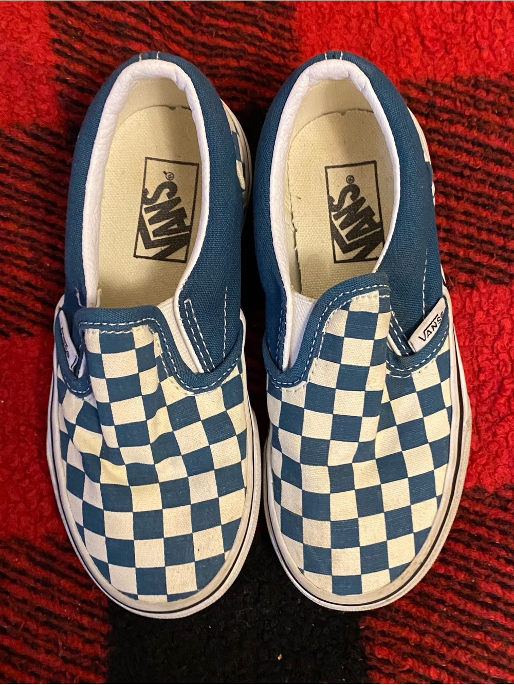 Vans Kids Slip-On Checkerboard Sneakers - Teal & White